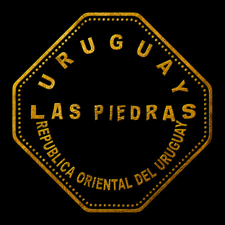 Uruguay Las Piedras Gold Typography Stamp Design