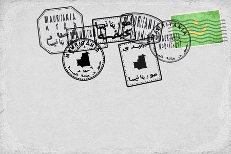 Mauritania Vintage Postcard with Flag Stamp and City Postmarksの写真素材