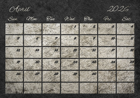 Printable Wall Calendar, April 2026 Retroの写真素材