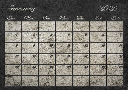 Printable Wall Calendar, February 2026 Retroの写真素材