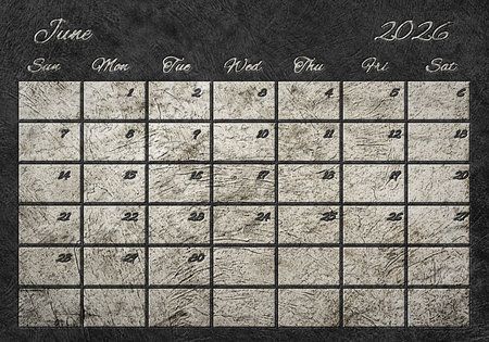 Printable Wall Calendar, June 2026 Retroの写真素材