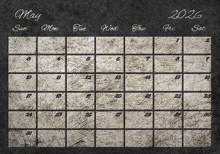 Printable Wall Calendar, May 2026 Retroの写真素材