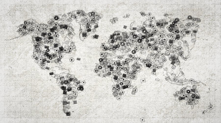 Botswana Maun Vintage Stamp World Mapの写真素材