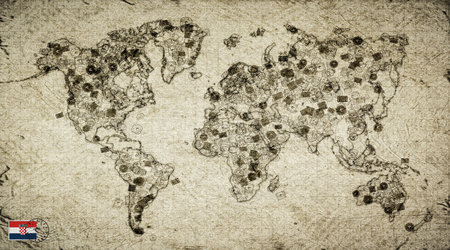 Croatia Zadar Vintage Stamp World Mapの写真素材