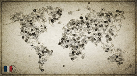 France Bordeaux Vintage Stamp World Mapの写真素材