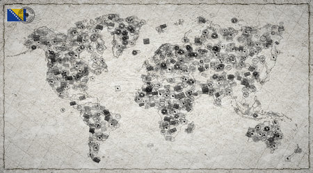 Bosnia and Herzegovina Banja Luka Vintage Stamp World Mapの写真素材