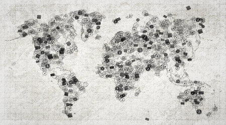 Pakistan Rawalpindi Vintage Stamp World Mapの写真素材