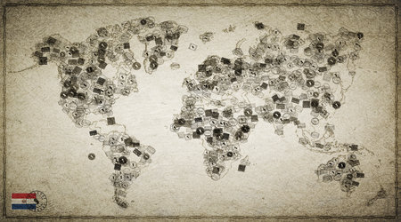 Paraguay Encarnacion Vintage Stamp World Mapの写真素材