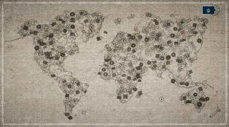 Maine Biddeford Vintage Stamp World Mapの写真素材