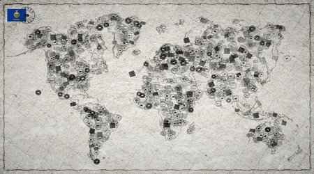 Kansas Kansas City Vintage Stamp World Mapの写真素材
