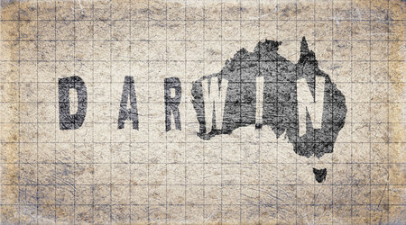 Australia Darwin Retro Typography Map