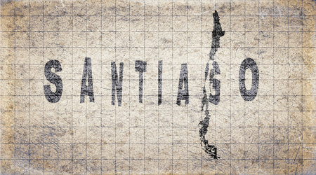 Chile Santiago Retro Typography Map
