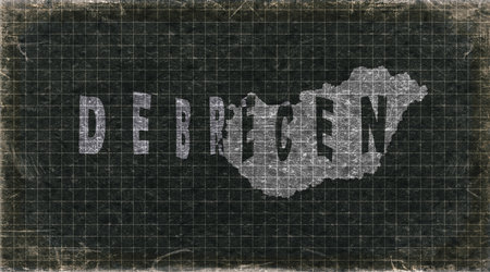 Hungary Debrecen Retro Typography Mapの写真素材