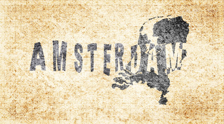 Netherlands Amsterdam Chalkboard Typography Mapの写真素材