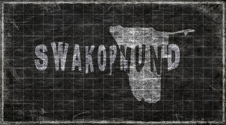 Namibia Swakopmund Chalkboard Typography Mapの写真素材