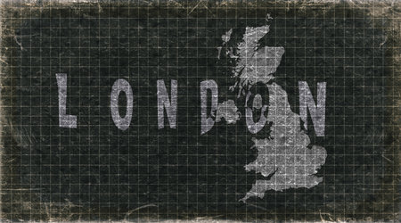 United Kingdom London Retro Typography Map