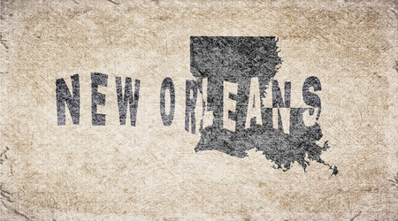 Louisiana New Orleans Retro Typography Mapの写真素材