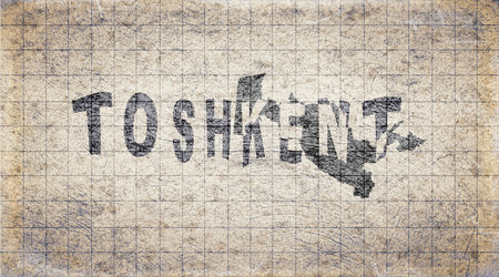 Uzbekistan Tashkent Retro Typography Mapの写真素材