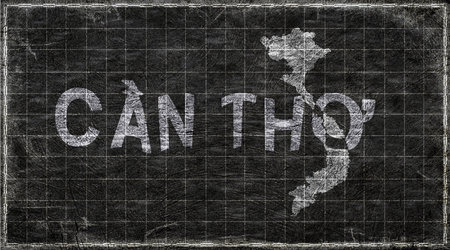 Vietnam Can Tho Chalkboard Typography Map