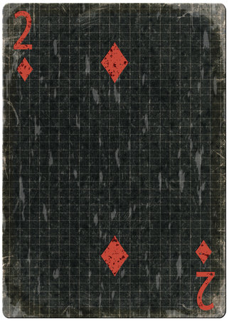 Two of Diamonds Playing Card Vintage Worn