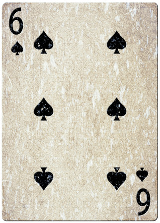 Six of Spades Playing Card Vintage Wornの写真素材