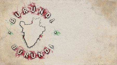 Burundi Vintage Country Stamp Map on Worn Paperの写真素材