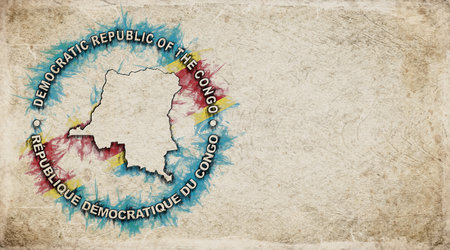 Democratic Old of Congo Vintage Country Stamp Map on Worn Paperの写真素材