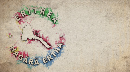 Eritrea Vintage Country Stamp Map on Worn Paperの写真素材