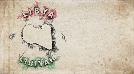 Libya Vintage Country Stamp Map on Worn Paperの写真素材