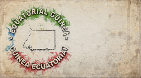 Equatorial Guinea Vintage Country Stamp Map on Worn Paperの写真素材