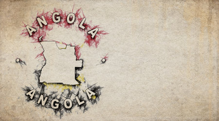 Angola Vintage Country Stamp Map on Worn Paperの写真素材