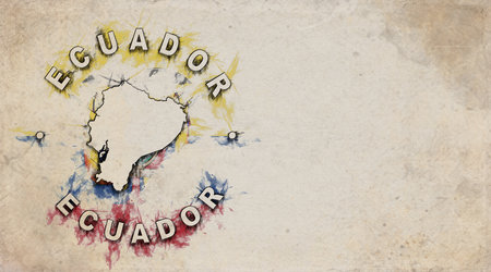 Ecuador Vintage Country Stamp Map on Worn Paperの写真素材