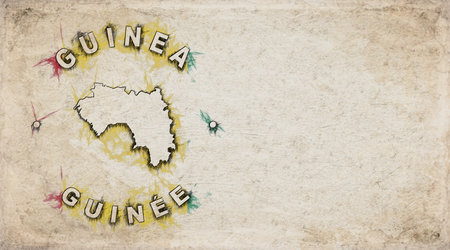 Guinea Vintage Country Stamp Map on Worn Paperの写真素材