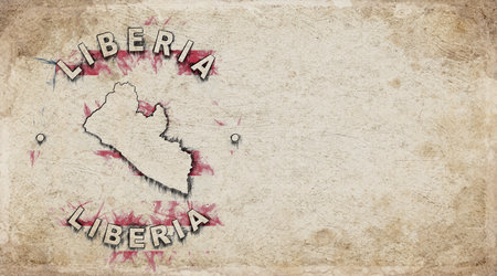 Liberia Vintage Country Stamp Map on Worn Paperの写真素材
