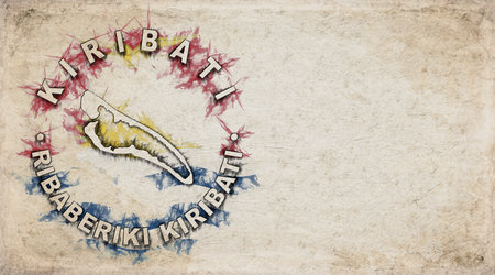 Kiribati Vintage Country Stamp Map on Worn Paperの写真素材