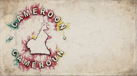 Cameroon Vintage Country Stamp Map on Worn Paperの写真素材