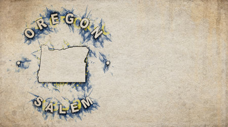 Oregon Vintage Country Stamp Map on Worn Paper
