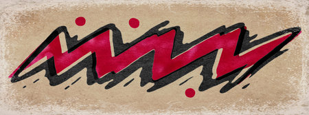 Red Abstract Scribble Lettering Pop Art Style on Retro Paper