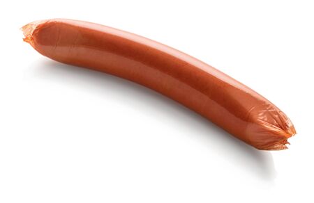 fresh uncooked sausage on a white background isolatedの写真素材