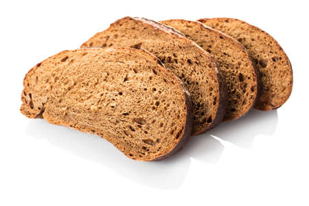 bread slices closeup isolated on a white background