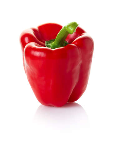 Sweet red pepper on white isolated backgroundの写真素材