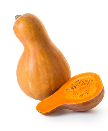 organic raw pumpkin on white isolated backgroundの写真素材