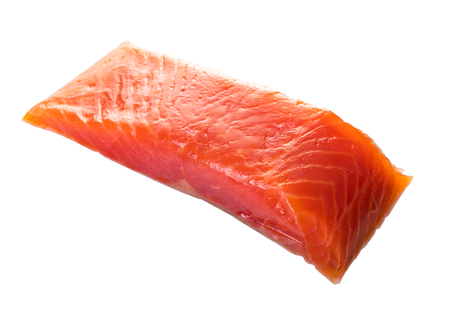 piece of red fish on white isolated backgroundの写真素材