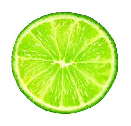 slice lime on a white isolated background with clipping path