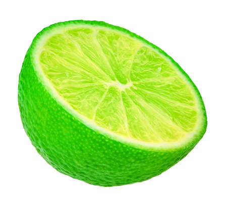 half lime on a white isolated background with clipping path