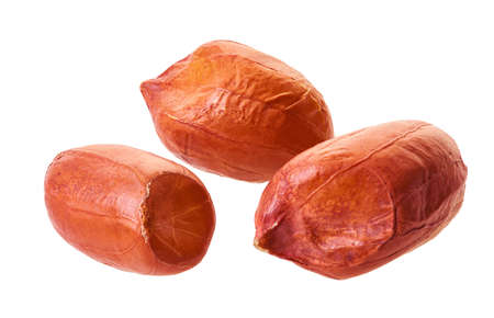 raw peanuts close-up with clipping path on a white isolated background