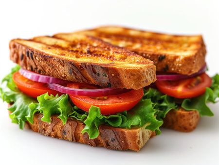 sandwich closeup on white background, realistic illustrationの素材
