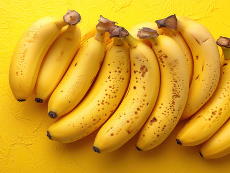 bunch of ripe bananas top view, realistic illustrationの素材