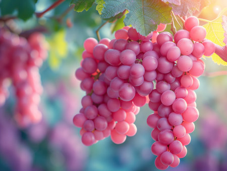 bunches of grape pinks close up, realistic illustrationの素材