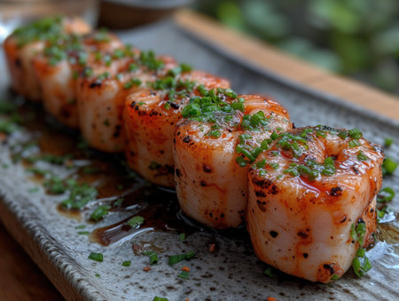 sushi set closeup asian cuisine, realistic illustrationの素材